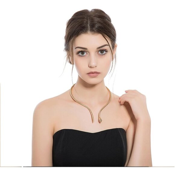 Adjustable Snake Choker Necklace - Gothic Punk Halloween Jewelry for Women - Picture 4 of 6